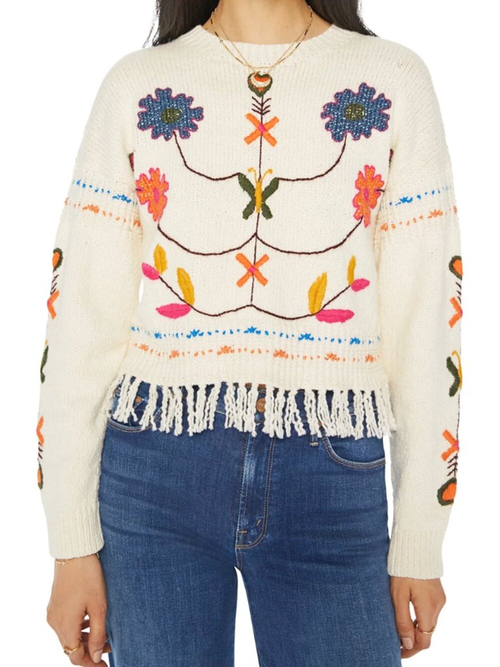 NEW MOTHER the itsy jumper fringe sweater in little trinket